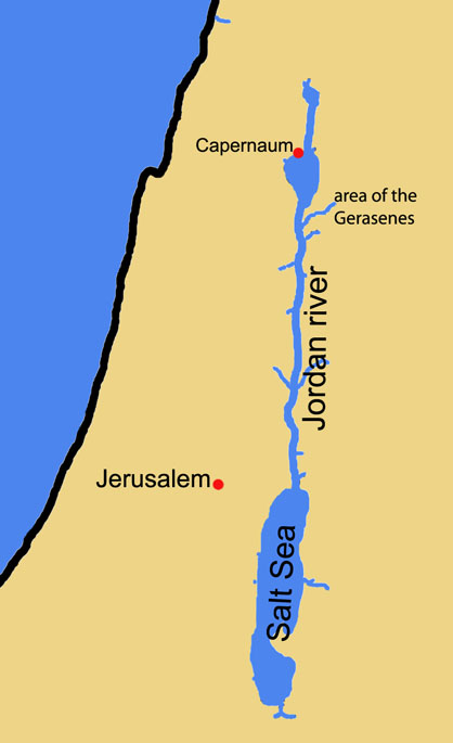 Map Of Judea And Galilee. Show Sea of Galilee, Capernaum